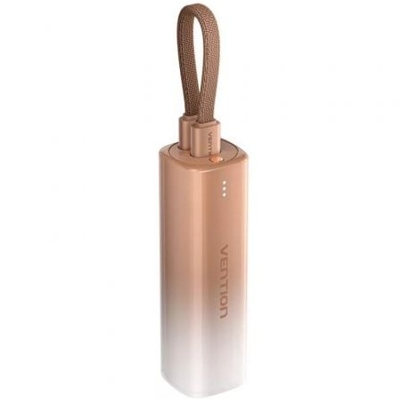 Powerbank 5000mAh Vention FHWJ0- 20W- Dorado- Incluye Cable USB Tipo-C y Lightning