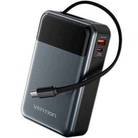 Powerbank 20000mAh Vention FHYB0- 65W- Gris- Incluye Cable USB Tipo-C