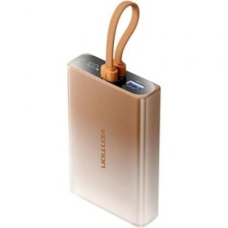 Powerbank 10000mAh Vention FHZJ0- 22-5W- Oro- Incluye Cable USB Tipo-C y Lightning
