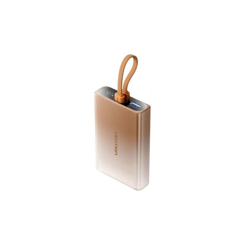 Powerbank 10000mAh Vention FHZJ0- 22-5W- Oro- Incluye Cable USB Tipo-C y Lightning