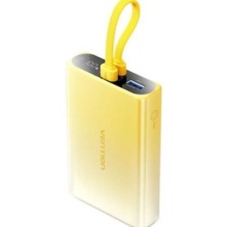 Powerbank 10000mAh Vention FHZY0- 22-5W- Amarillo- Incluye Cable USB Tipo-C y Lightning