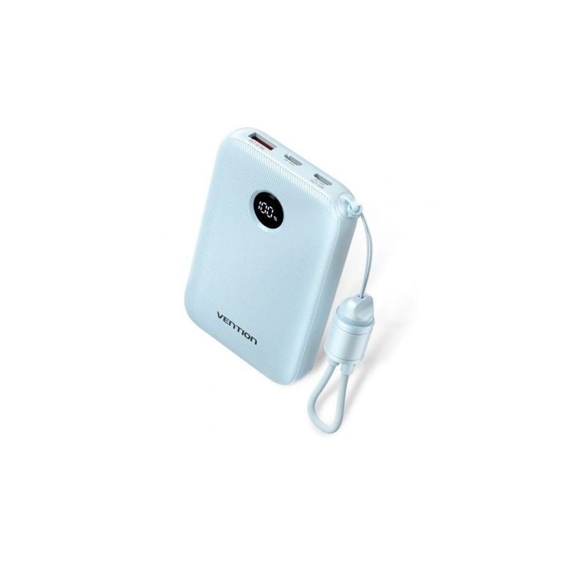 Powerbank 10000mAh Vention FKAL0-C- 22-5W- Azul- Incluye Cable USB Tipo-C