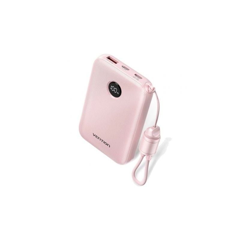 Powerbank 10000mAh Vention FKAP0-C- 22-5W- Rosa- Incluye Cable USB Tipo-C