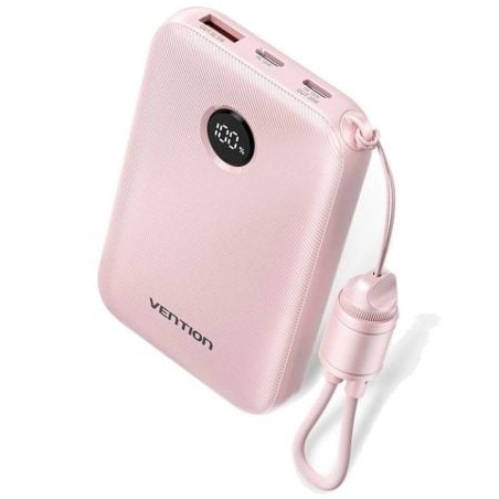 Powerbank 10000mAh Vention FKAP0-C- 22-5W- Rosa- Incluye Cable USB Tipo-C