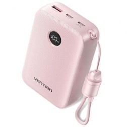 Powerbank 20000mAh Vention FKBP0-C- 22-5W- Rosa- Incluye Cable USB Tipo-C