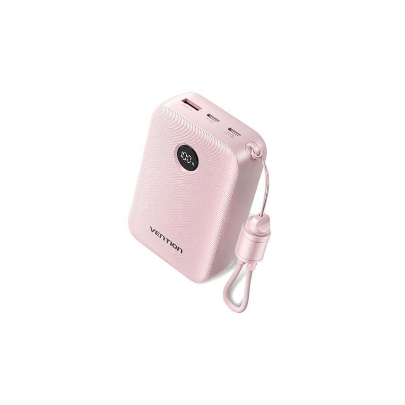 Powerbank 20000mAh Vention FKBP0-C- 22-5W- Rosa- Incluye Cable USB Tipo-C