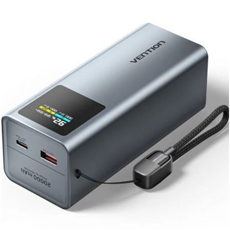 Powerbank 20000mAh Vention FKCH0- 100W- Gris- Incluye Cable USB Tipo-C