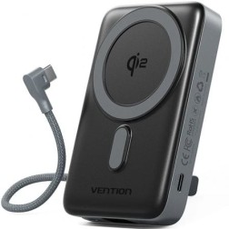 Powerbank 10000mAh Vention FKHH0- 35W- Wireless- Gris- Incluye Cable USB Tipo-C