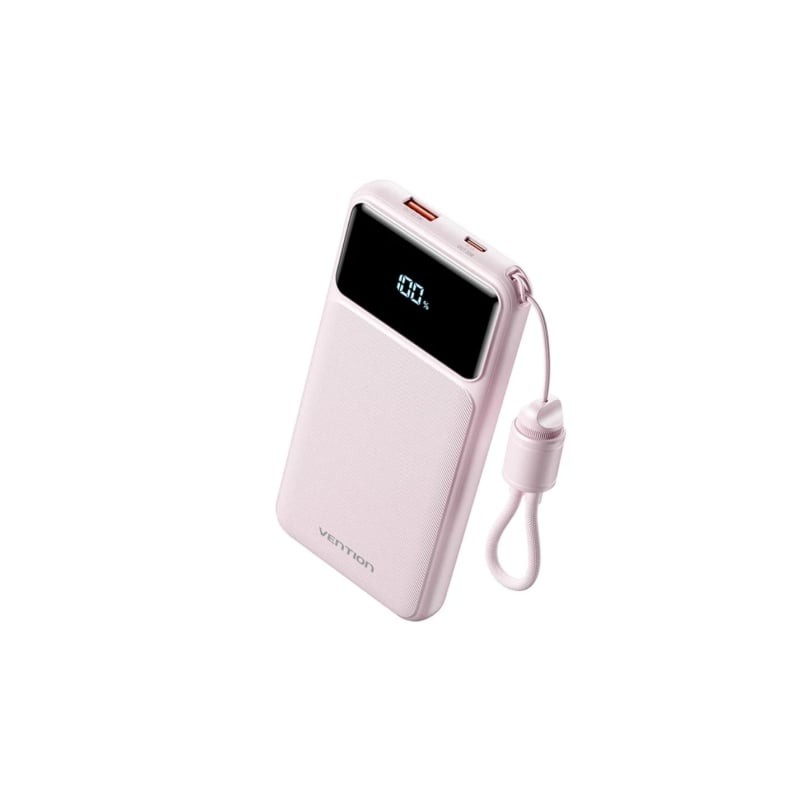 Powerbank 10000mAh Vention XGYP0-39-TY- 22-5W- Rosa- Incluye Cable USB Tipo-C
