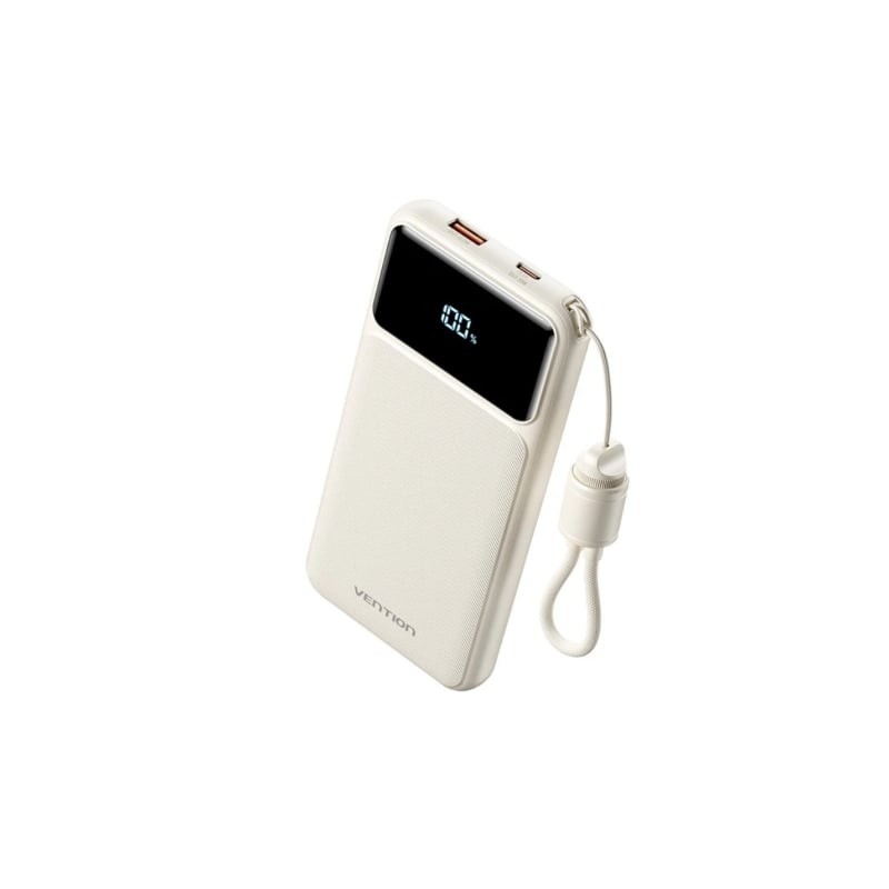 Powerbank 10000mAh Vention XGYW0-39-TY- 22-5W- Blanca- Incluye Cable USB Tipo-C