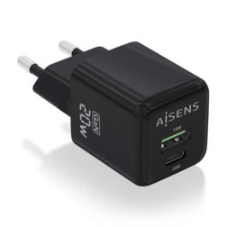 Cargador Gan de Pared Aisens ASCH-20W2P011-BK- 1xUSB Tipo-C- 1xUSB- 20W