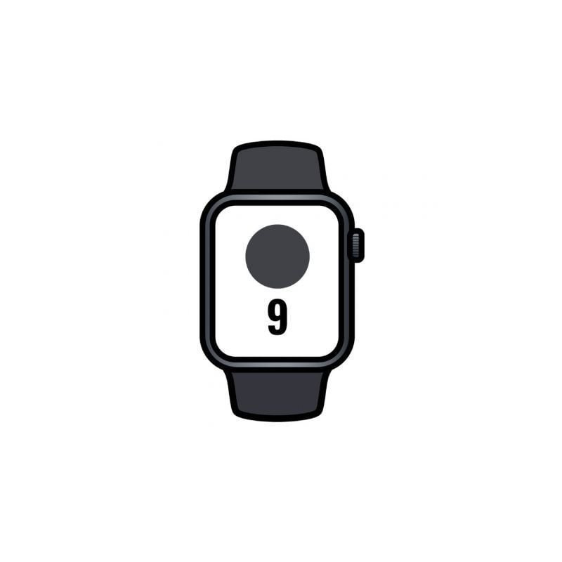 Apple Watch Series 9- GPS- 41mm- Caja de Aluminio Medianoche- Correa Deportiva Medianoche M-L