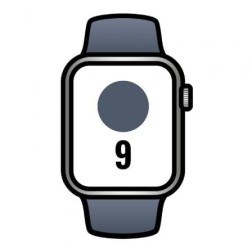 Apple Watch Series 9- GPS- 41mm- Caja de Aluminio Plata- Correa Deportiva Azul Tempestad M-L