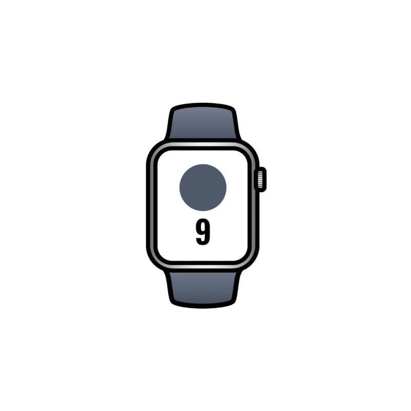 Apple Watch Series 9- GPS- 41mm- Caja de Aluminio Plata- Correa Deportiva Azul Tempestad M-L