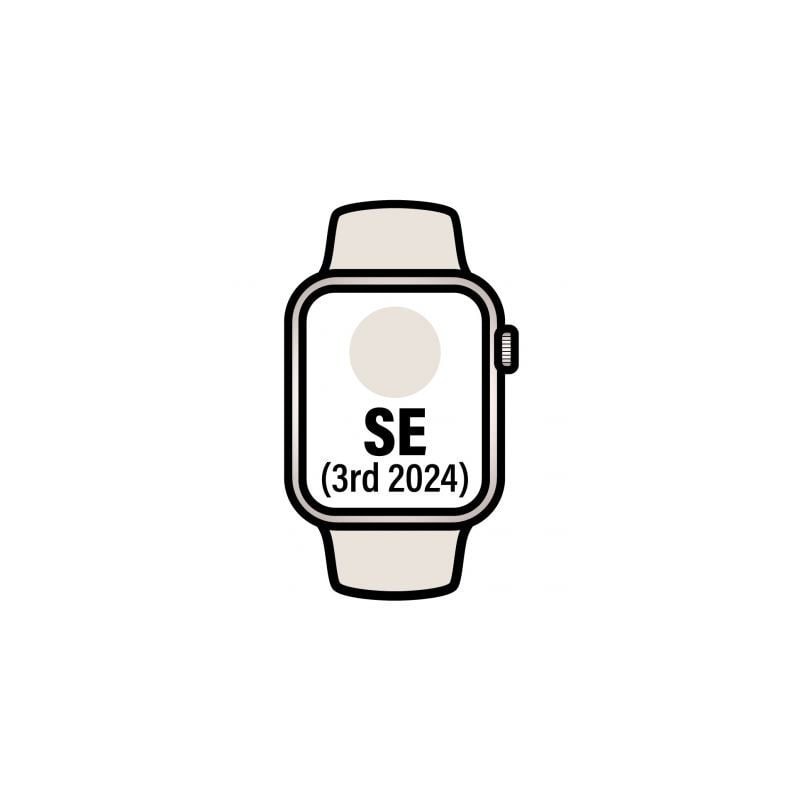 Apple Watch SE 3rd V2- GPS- 44mm- Caja de Aluminio Blanco Estrella- Correa Deportiva Blanco Estrella M-L