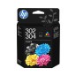 HP Paquete combinado de 2 cartuchos de tinta negra/tricolor 302/304