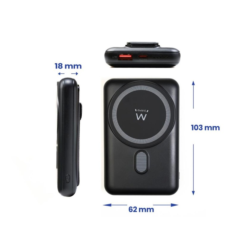 POWER BANK EWENT WIRELESS 15W MAGSAFE 10000MAH PD 22-5W 1XUSB-C(IN-OUT) 1XUSB-A