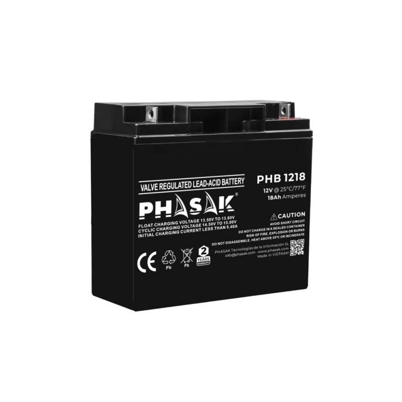 Batería Phasak PHB 1218 compatible con SAI-UPS PHASAK según especificaciones