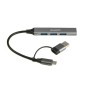 Ewent EW1154 hub de interfaz USB 3.2 Gen 1 (3.1 Gen 1) Type-A + Type-C Gris