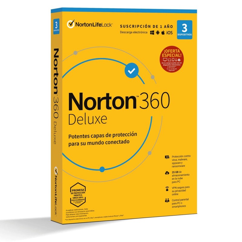 Norton 360 Deluxe Seguridad de antivirus Base Español 1 licencia(s) 1 año(s)