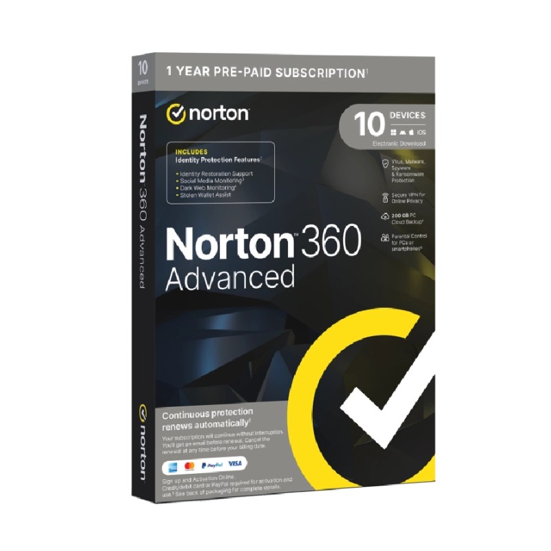 Antivirus norton 360 advanced 200gb español