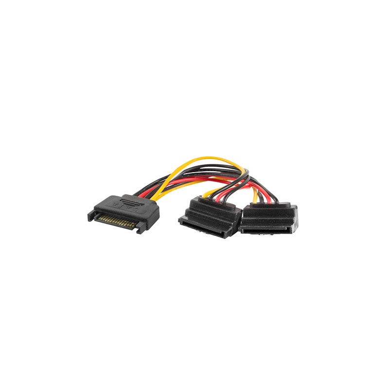 CABLE ALIMENTACION LANBERG SATA MACHO-2X SATA HEMBRA 15CM