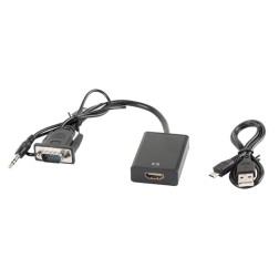 Adaptador lanberg vga macho+audio 3-5mm jack
