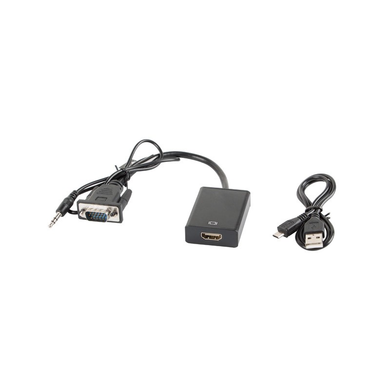 ADAPTADOR LANBERG VGA MACHO+AUDIO 3-5MM JACK-HDMI HEMBRA 20 CM NEGRO