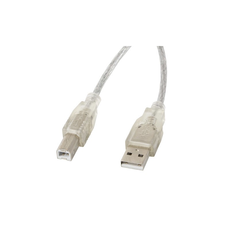 Lanberg CA-USBA-12CC-0050-TR cable USB USB 2.0 5 m USB B 0,48 Gbit/s Transparente
