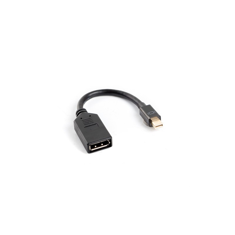 ADAPTADOR LANBERG DISPLAYPORT MINI MACHO A DISPLAYPORT HEMBRA CABLE 10 CM NEGRO