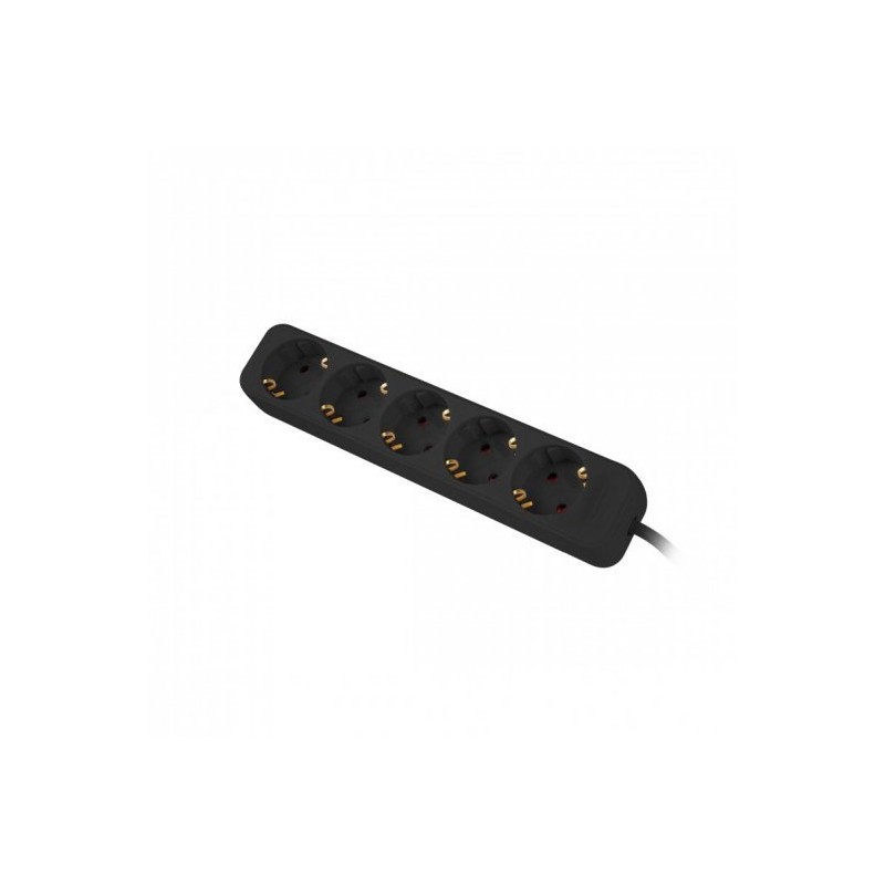 REGLETA LANBERG 5 TOMAS SCHUKO NEGRA 3M