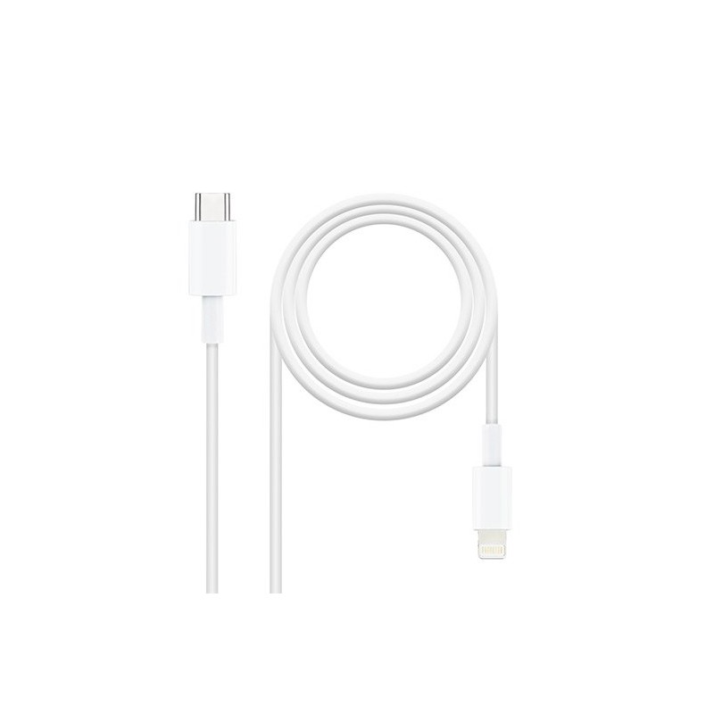 Cable USB 2-0 Tipo-C Lightning Nanocable 10-10-0600- USB Tipo-C Macho - Lightning Macho- 50cm- Blanco