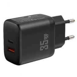 CARGADOR LEOTEC 35W 1 USB C PD+1 USB A NEGRO COMPATIBLE CON APPLE Y SAMSUNG