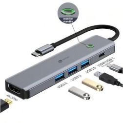 Docking USB Tipo-C Leotec LEDS05- 3xUSB- 1xUSB Tipo-C PD- 1xHDMI- Gris