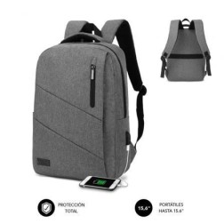 Mochila Subblim City Backpack para Portátiles hasta 15-6"- Puerto USB- Gris