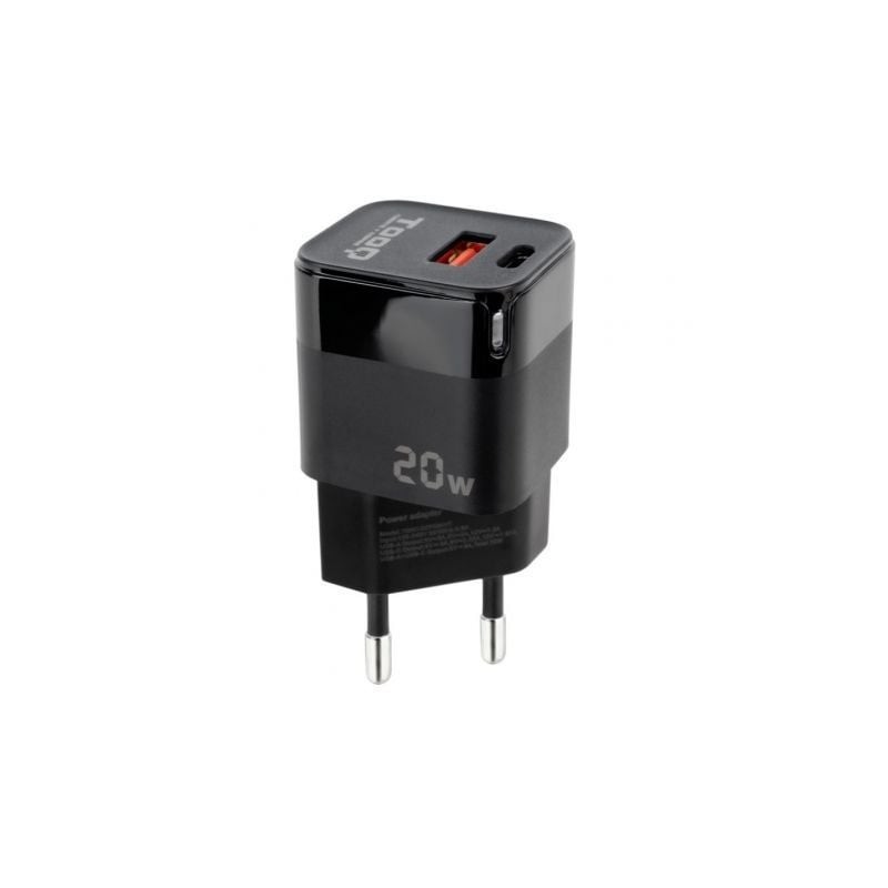 Cargador de Pared TooQ TQWC-QCPD20- 1xUSB Tipo-C- 1xUSB- 20W