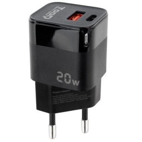 Cargador de Pared TooQ TQWC-QCPD20- 1xUSB Tipo-C- 1xUSB- 20W