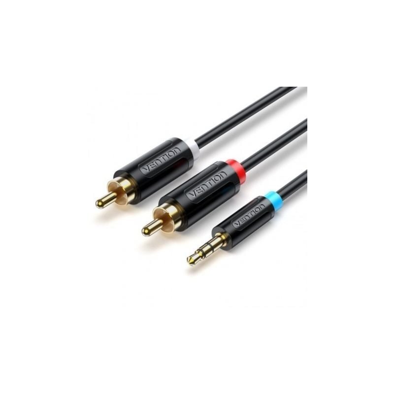 Cable Estéreo Vention BCLBH- Jack 3-5 Macho - 2x RCA Macho- 2m- Negro