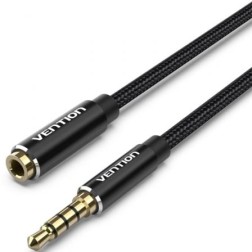 Cable Estéreo Vention BHCBH- Jack 3-5 Macho - Jack 3-5 Hembra- 2m- Negro