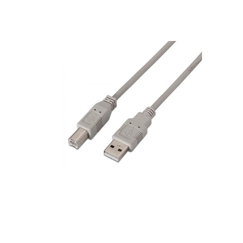 Cable USB 2-0 Impresora Aisens A101-0002- USB Tipo-B Macho - USB Macho- 1-8m- Beige