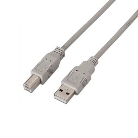 Cable USB 2-0 Impresora Aisens A101-0002- USB Tipo-B Macho - USB Macho- 1-8m- Beige