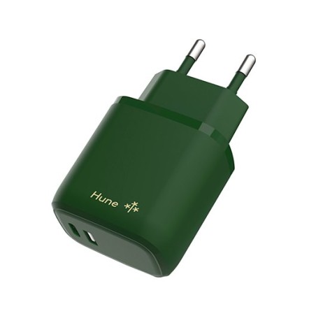 CARGADOR HUNE ECO 2 PUERTOS 20W USB-C USB-A BOSQUE