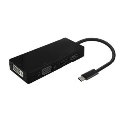 Conversor USB Tipo-C Aisens A109-0679- HDMI Hembra - VGA Hembra - DVI Hembra - DisplayPort Hembra- 15cm- Negro