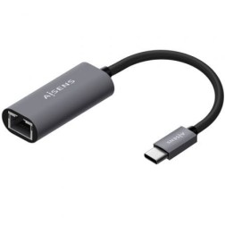 Adaptador USB Tipo-C Aisens A109-0709- USB Tipo-C Macho - RJ45 Hembra- 1000Mbps- 15cm- Gris