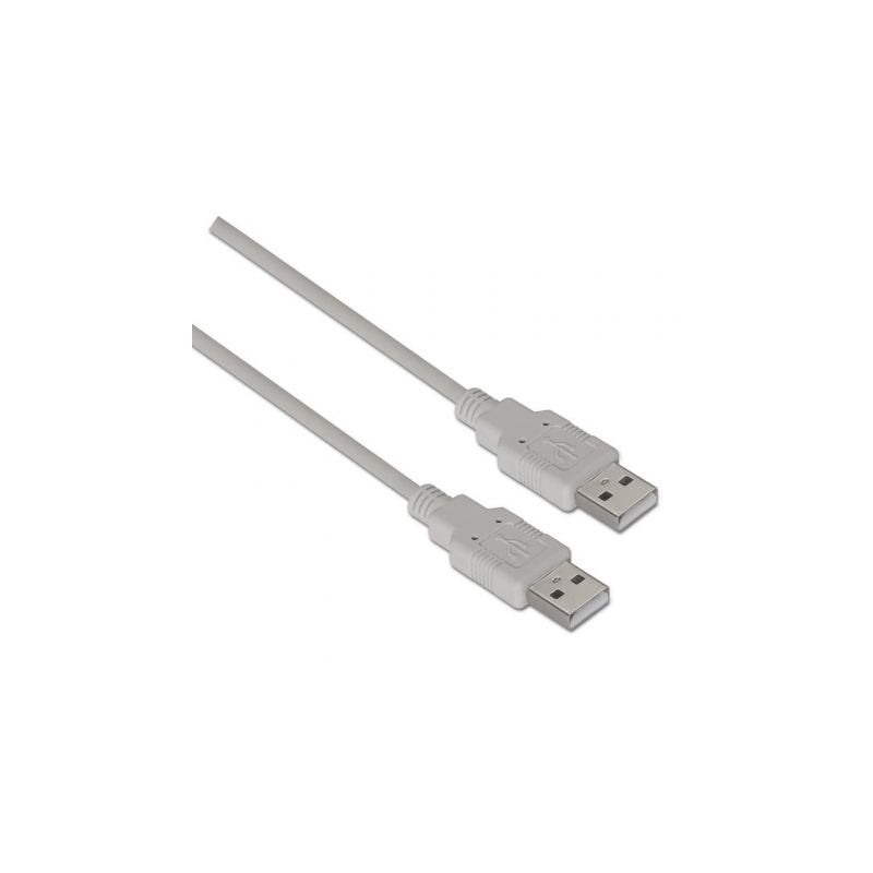 Cable USB 2-0 Aisens A101-0021- USB Macho - USB Macho- Hasta 2-5W- 60Mbps- 1m- Beige