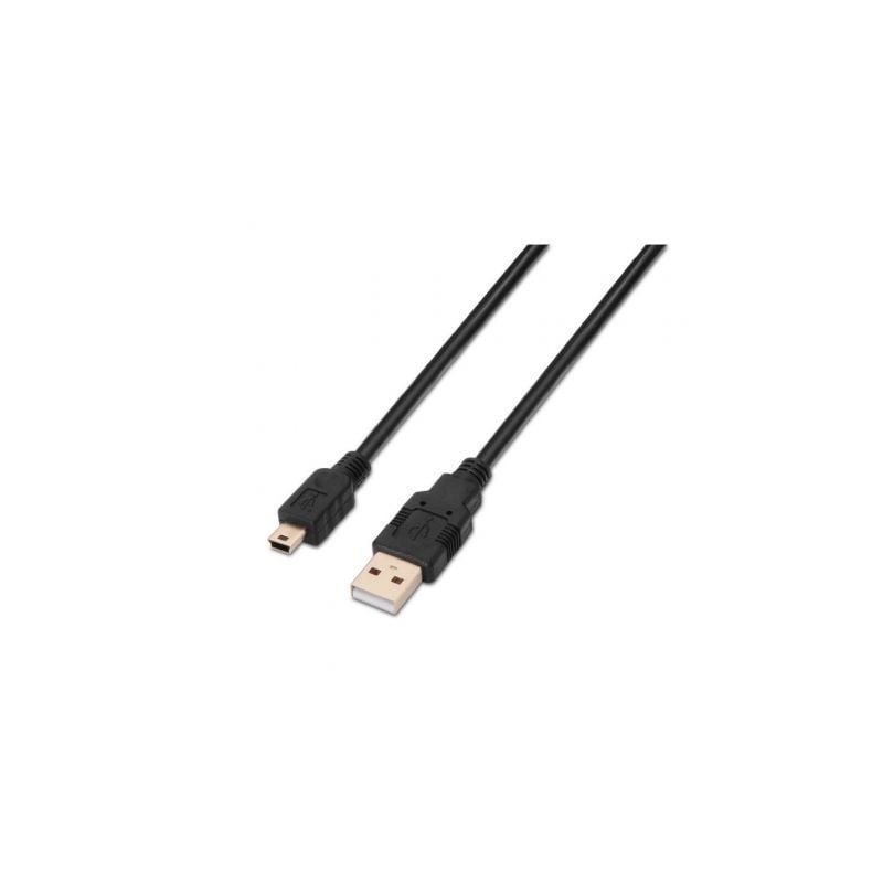 Cable USB 2-0 Aisens A101-0023- USB Macho - USB Mini Macho- Hasta 2-5W- 60Mbps- 50cm- Negro