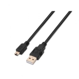 Cable USB 2-0 Aisens A101-0025- USB Macho - USB Mini- Hasta 2-5W- 60Mbps- 1-8m- Negro