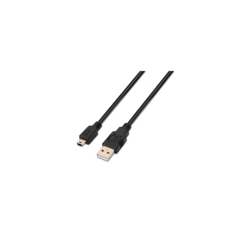 Cable USB 2-0 Aisens A101-0025- USB Macho - USB Mini- Hasta 2-5W- 60Mbps- 1-8m- Negro