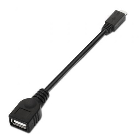 Cable USB 2-0 Aisens A101-0031- MicroUSB Macho - USB Hembra- Hasta 2-5W- 60Mbps- 15cm- Negro