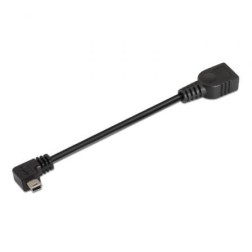 Cable USB 2-0 Aisens A101-0034- MiniUSB Macho - USB Hembra- Hasta 2-5W- 60Mbps- 15cm- Negro